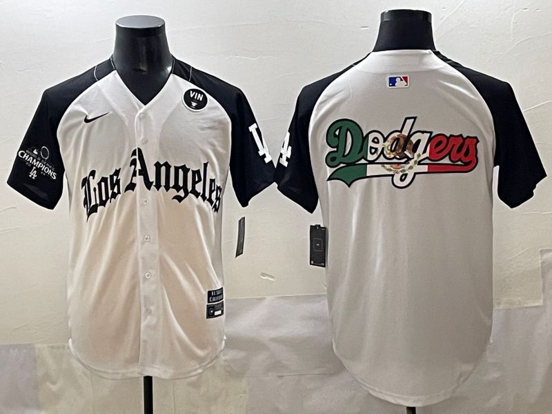 Men 2025 Los Angeles Dodgers Blank White black Five generations Joint Name Nike MLB Jersey style 5267